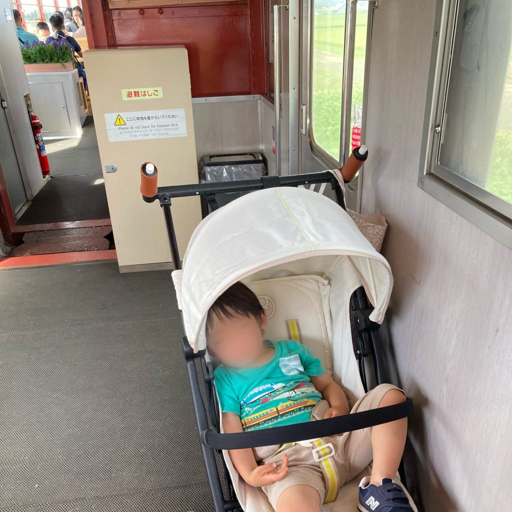 ノロッコ号でお昼寝中の息子