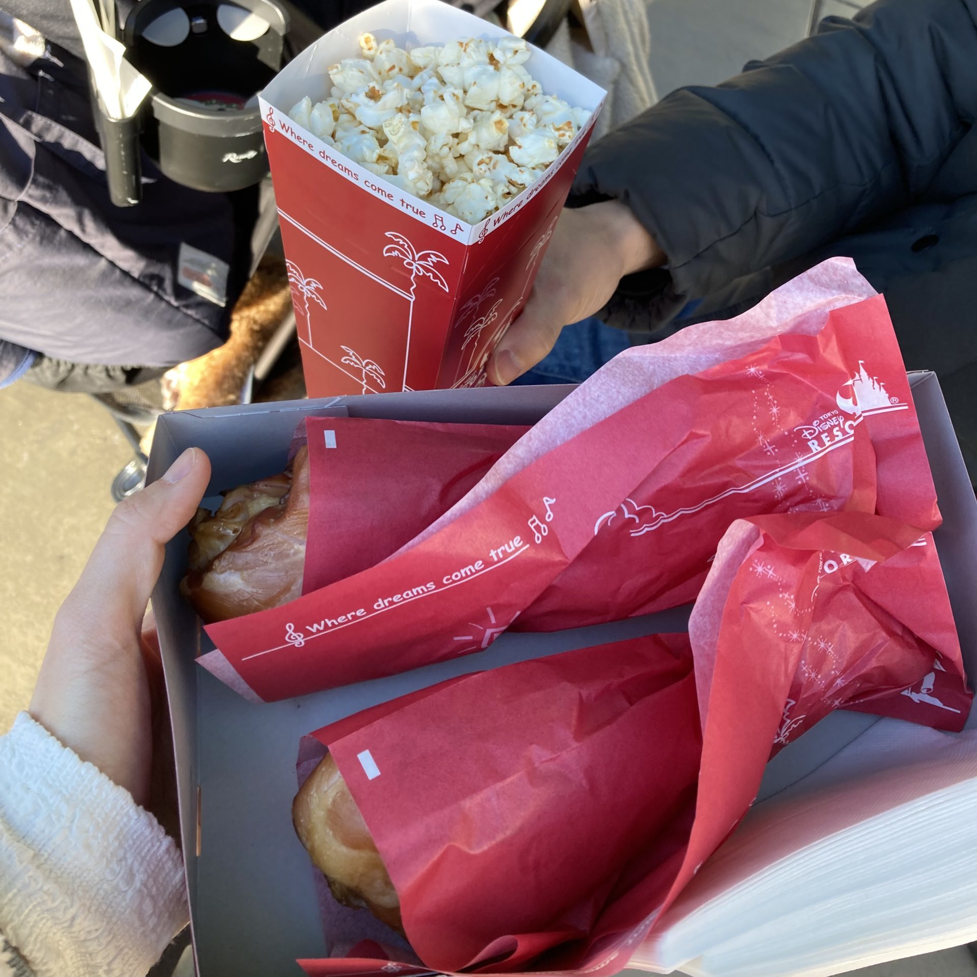 スモークターキーレッグとポップコーン